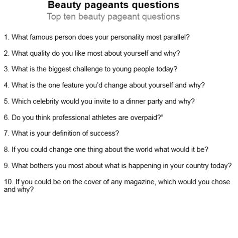 what are the questions for in beauty pageant